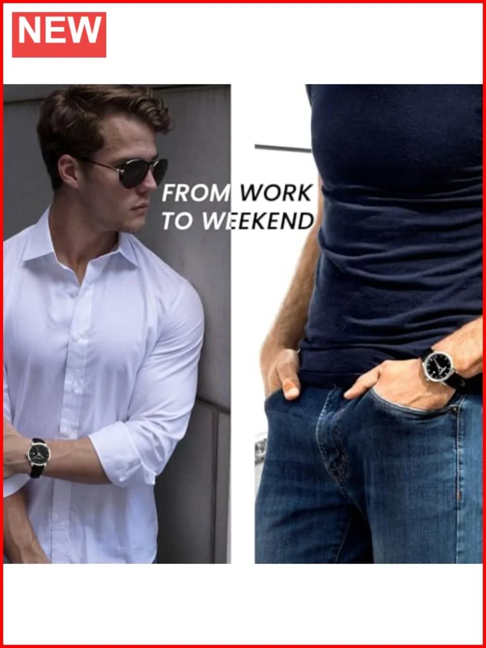Men's Ultra Slim Dress Watch with Genuine Leather Strap, 40mm Case
